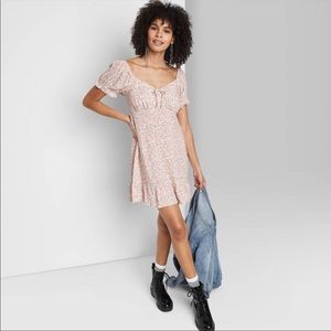 Short Sleeve Sweetheart Ruffle w/Tie-Back Dress